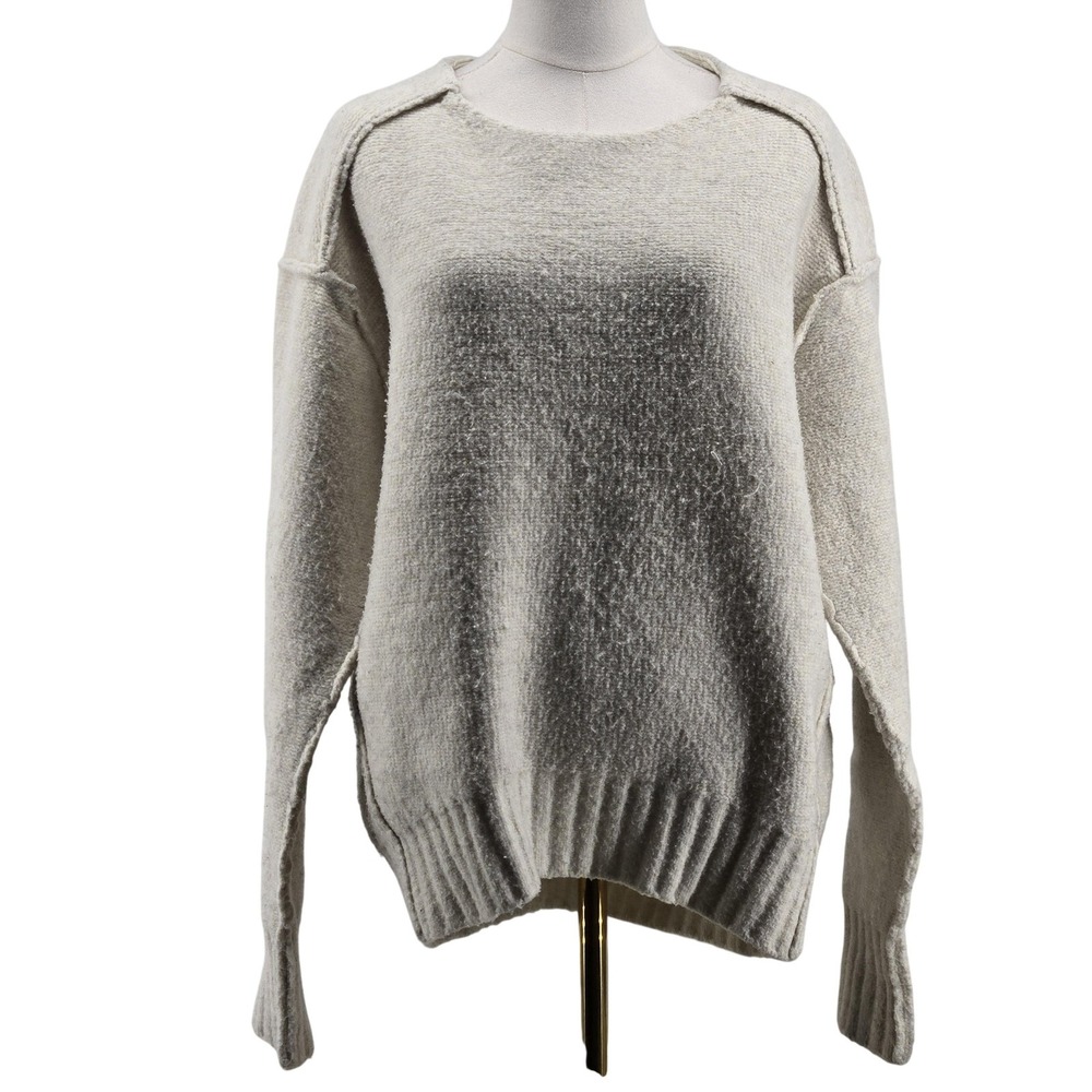 We The Free Free People Sweater Womens Oatmeal Oversized Crew Neck Knit